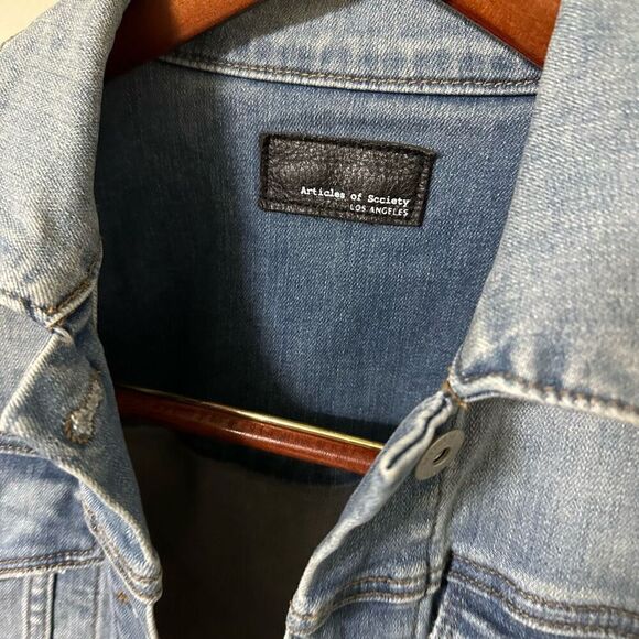 Articles of Society Stretch Denim Button Down Jacket Size Medium - Picture 2 of 4